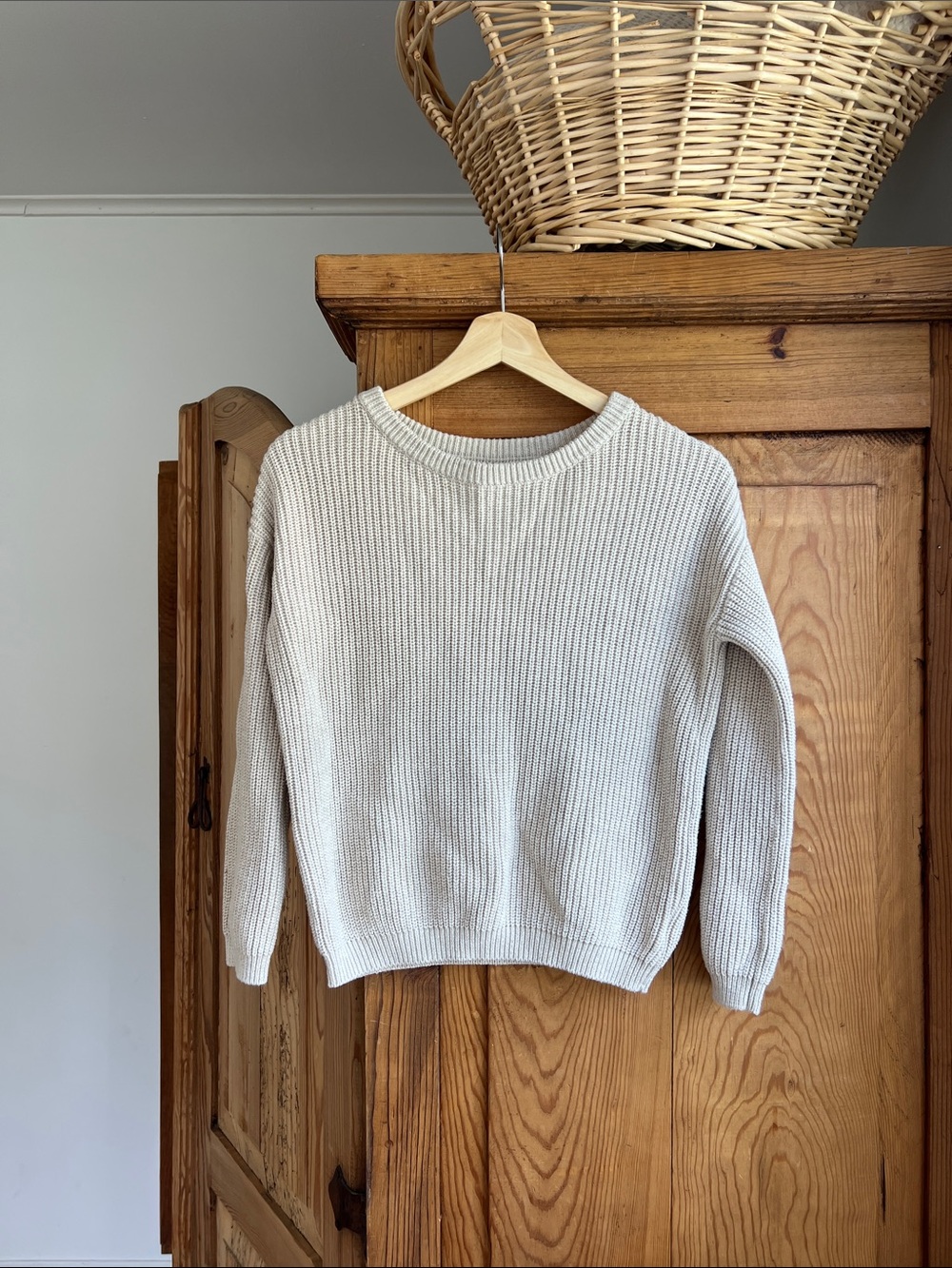 Quince | Cream Ribbed Fishermen Crewneck 100% Organic Cotton Sweater